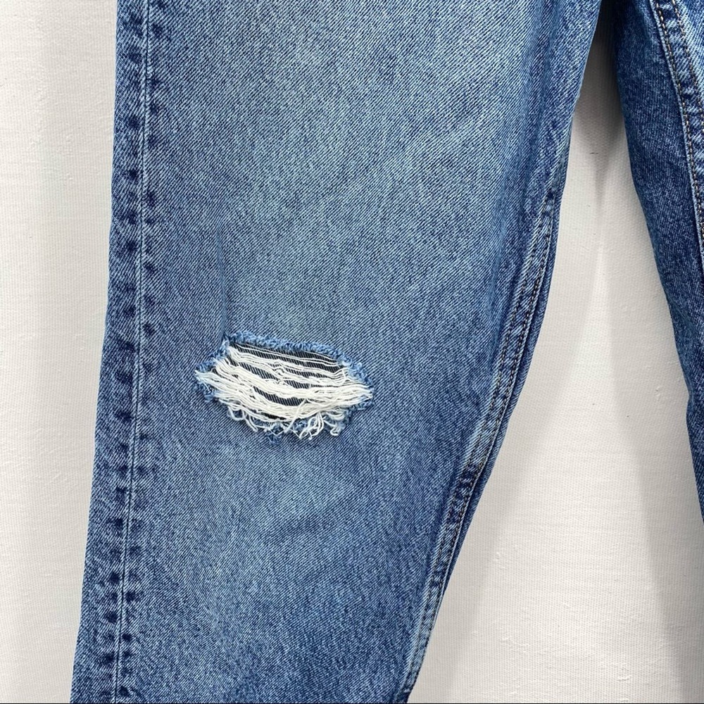 Zara Medium Wash Distressed Slim Straight Jeans - Picture 3 of 8